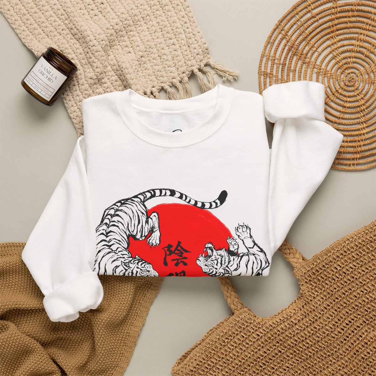 Crewneck Sweatshirt — Eclipse of the Kings Tiger Sun Graphic