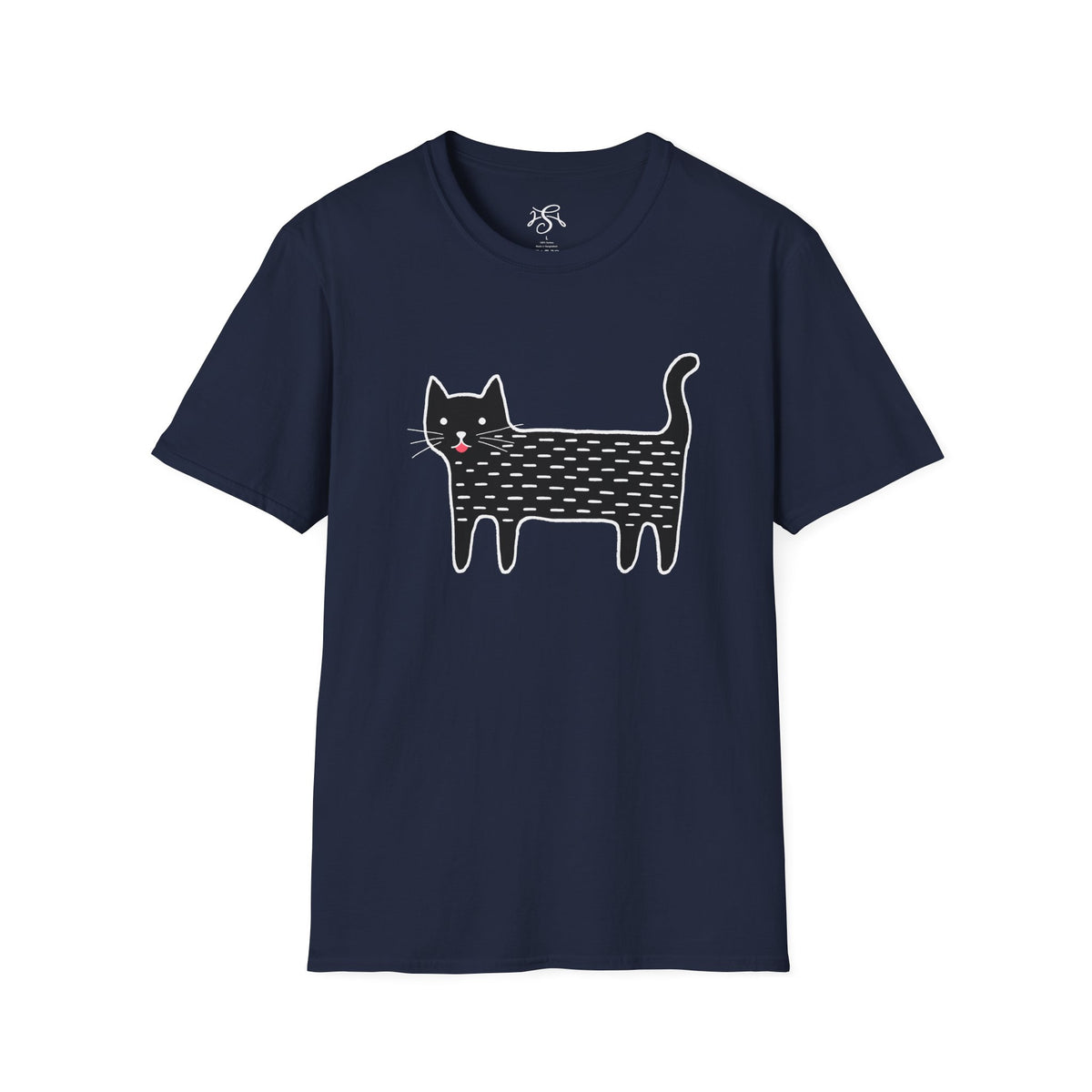 Unisex Cute Doodle Cat T-Shirt — Whimsical Black Cat Graphic Tee