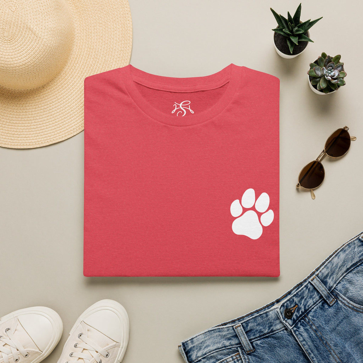 Unisex Paw Print Pocket T‑Shirt — Cute Minimal Pet Lover Tee