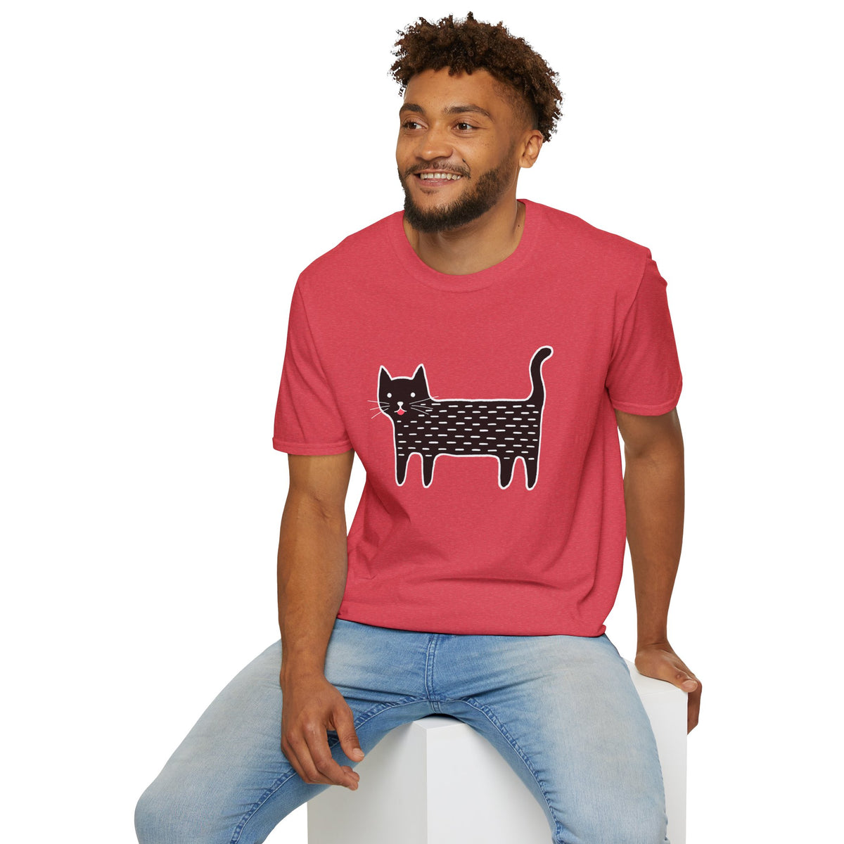 Unisex Cute Doodle Cat T-Shirt — Whimsical Black Cat Graphic Tee
