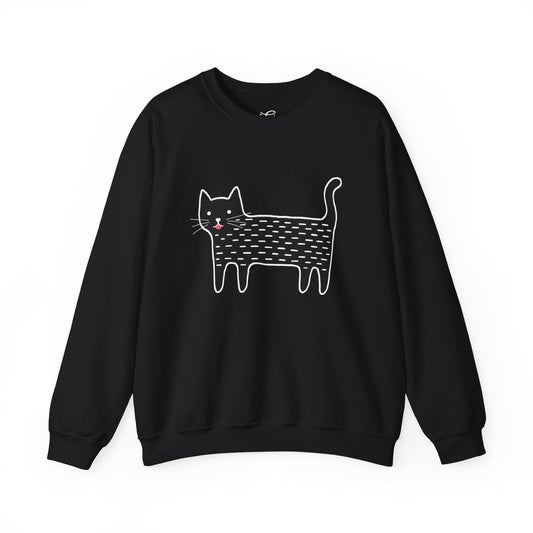 Cute Black Cat unisex Sweatshirt – Whimsical Doodle Cat Graphic