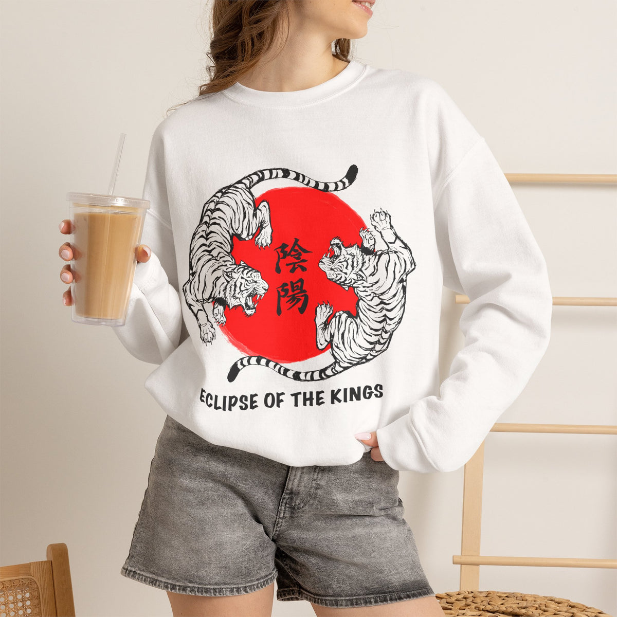 Crewneck Sweatshirt — Eclipse of the Kings Tiger Sun Graphic