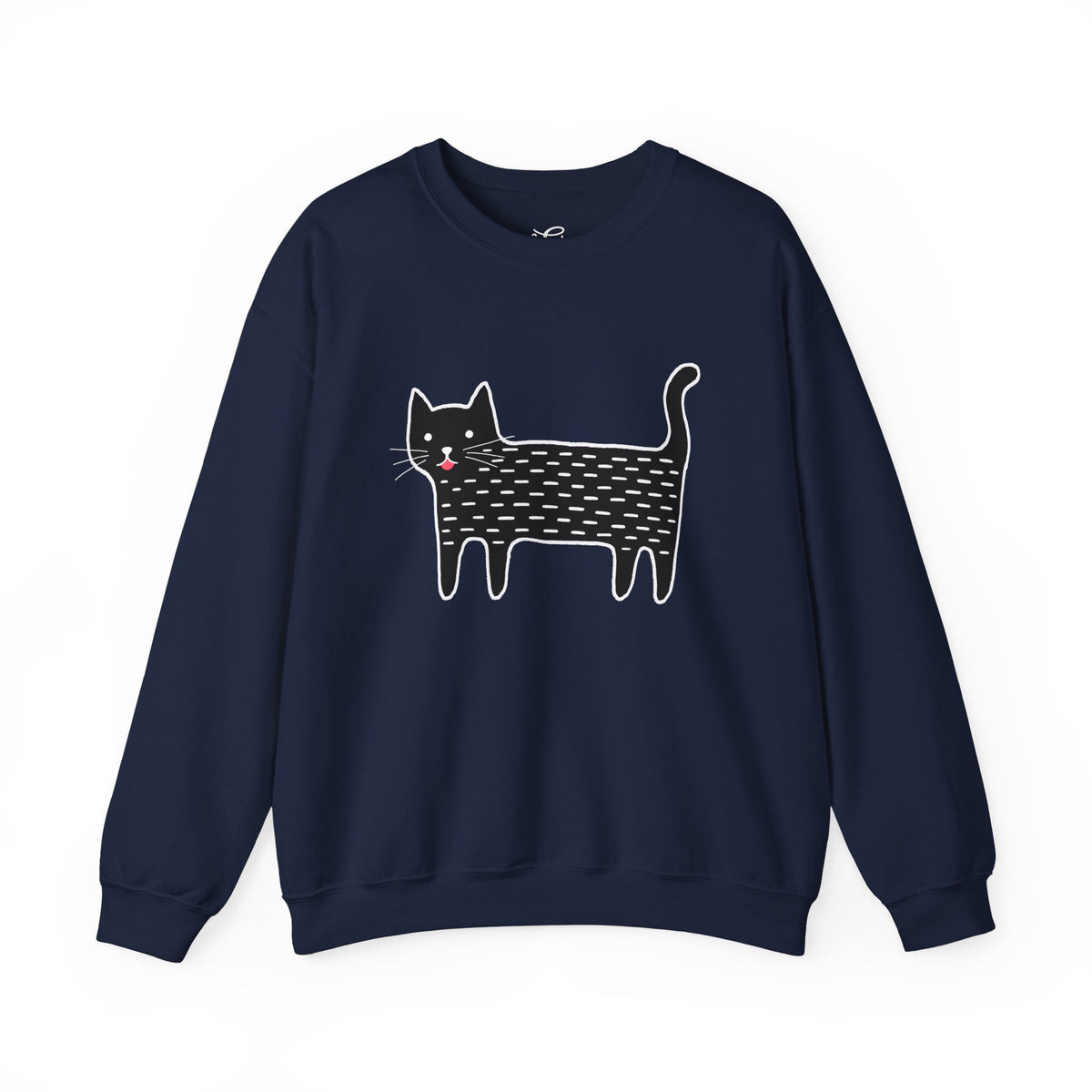 Cute Black Cat unisex Sweatshirt – Whimsical Doodle Cat Graphic