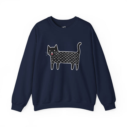 Whimsical Black Cat Graphic Sweatshirt
