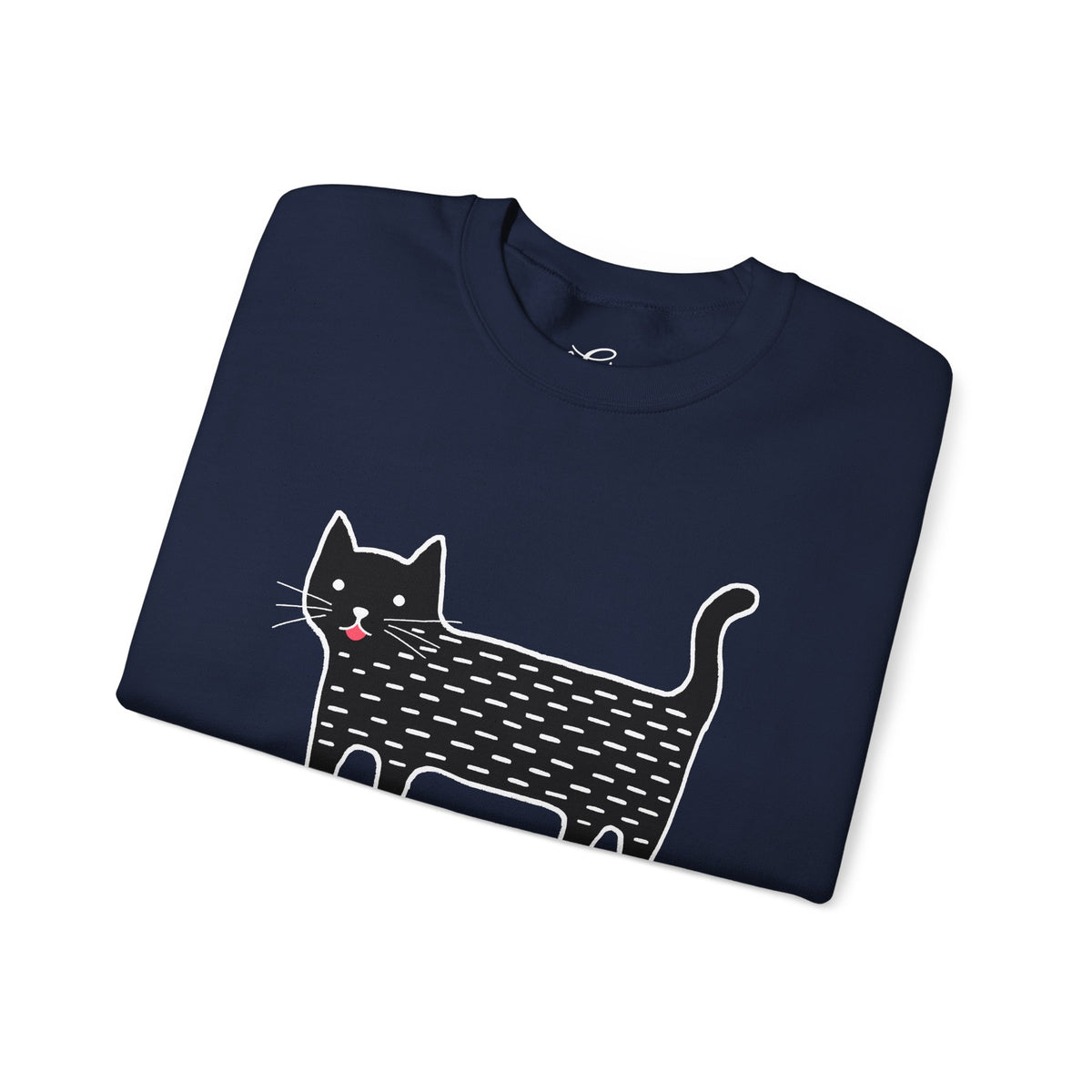 Cute Black Cat unisex Sweatshirt – Whimsical Doodle Cat Graphic