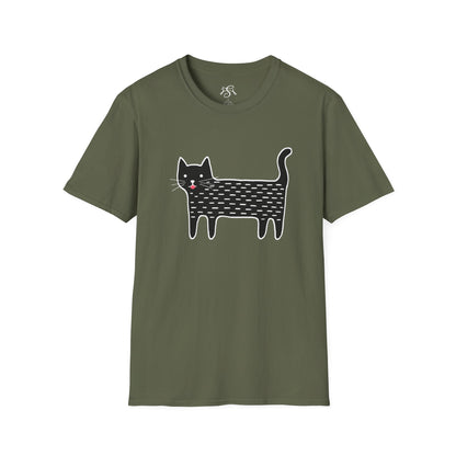 Whimsical Black Cat Graphic Tee