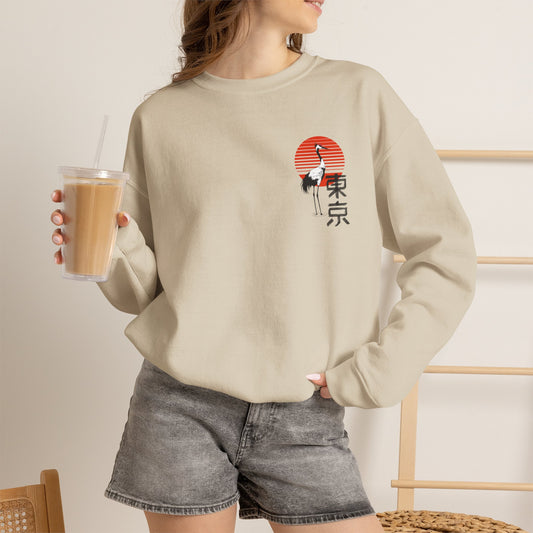Japan Crane Crewneck Sweatshirt — Land of the Rising Sun Graphic