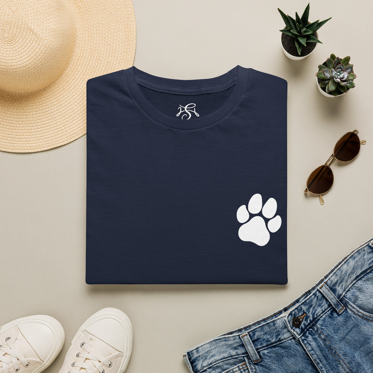 Unisex Paw Print Pocket T‑Shirt — Cute Minimal Pet Lover Tee