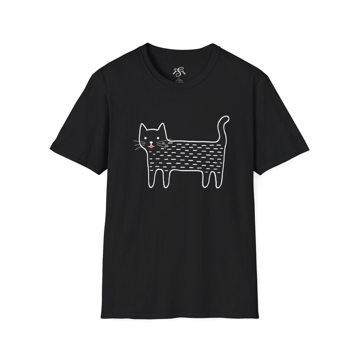 Unisex Cute Doodle Cat T-Shirt — Whimsical Black Cat Graphic Tee