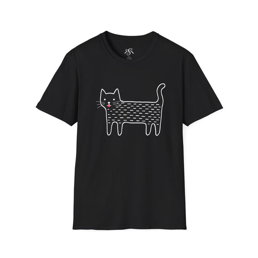 Unisex Cute Doodle Cat T-Shirt — Whimsical Black Cat Graphic Tee
