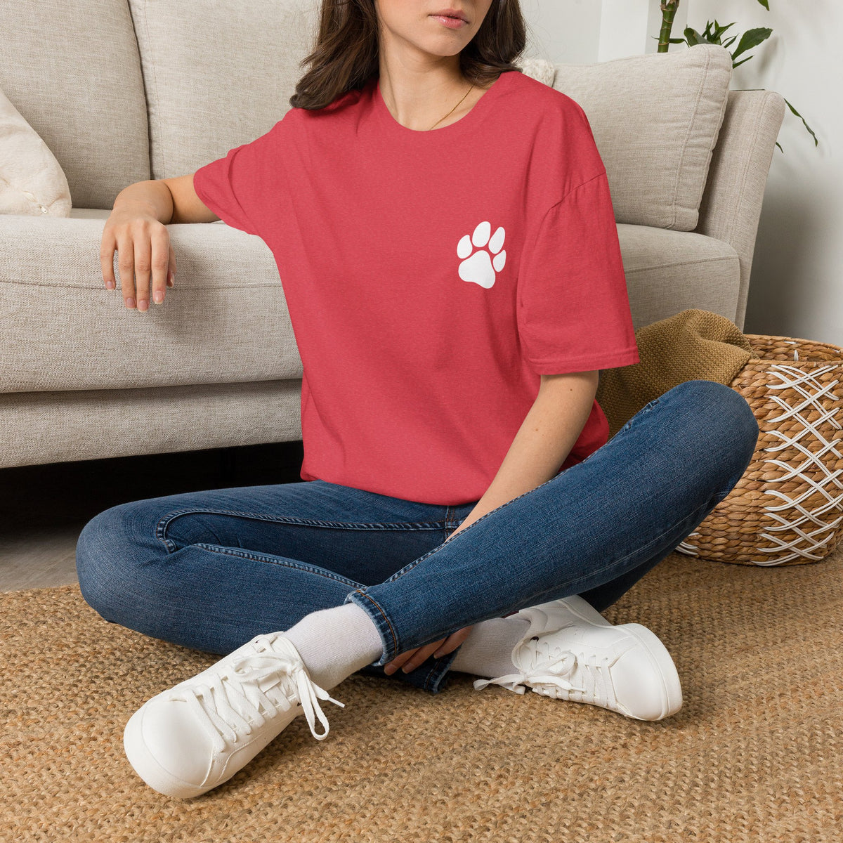 Unisex Paw Print Pocket T‑Shirt — Cute Minimal Pet Lover Tee
