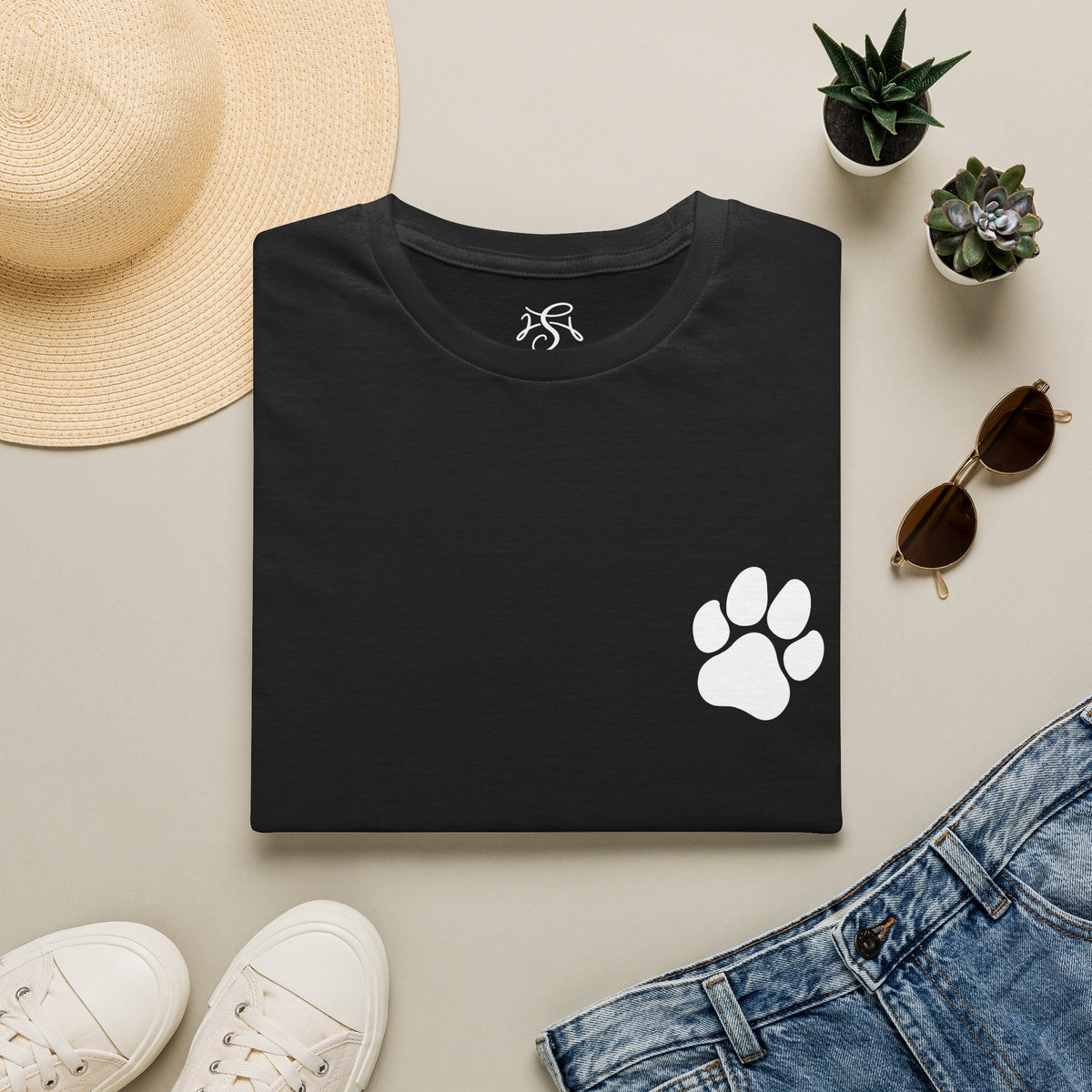 Unisex Paw Print Pocket T‑Shirt — Cute Minimal Pet Lover Tee