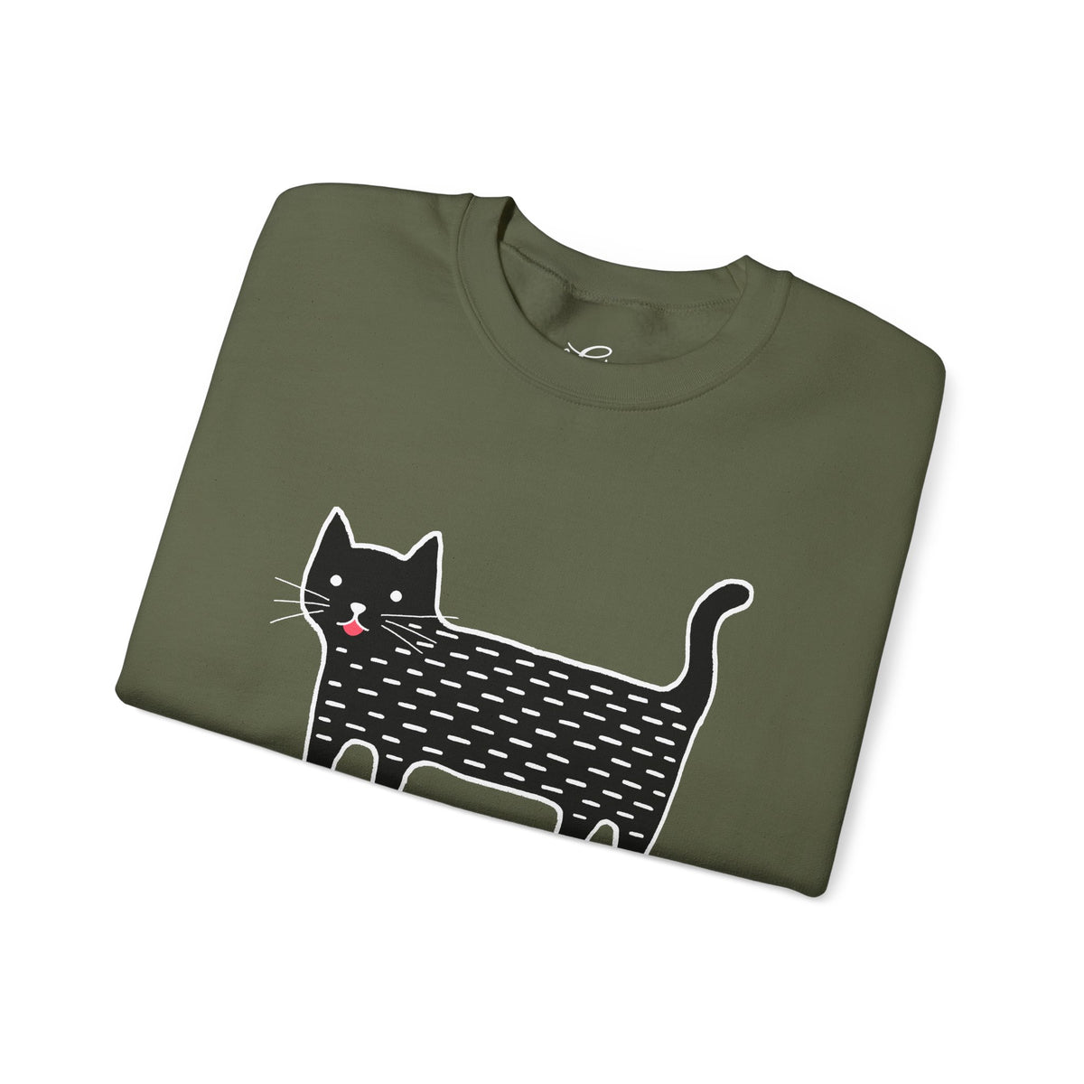 Cute Black Cat unisex Sweatshirt – Whimsical Doodle Cat Graphic