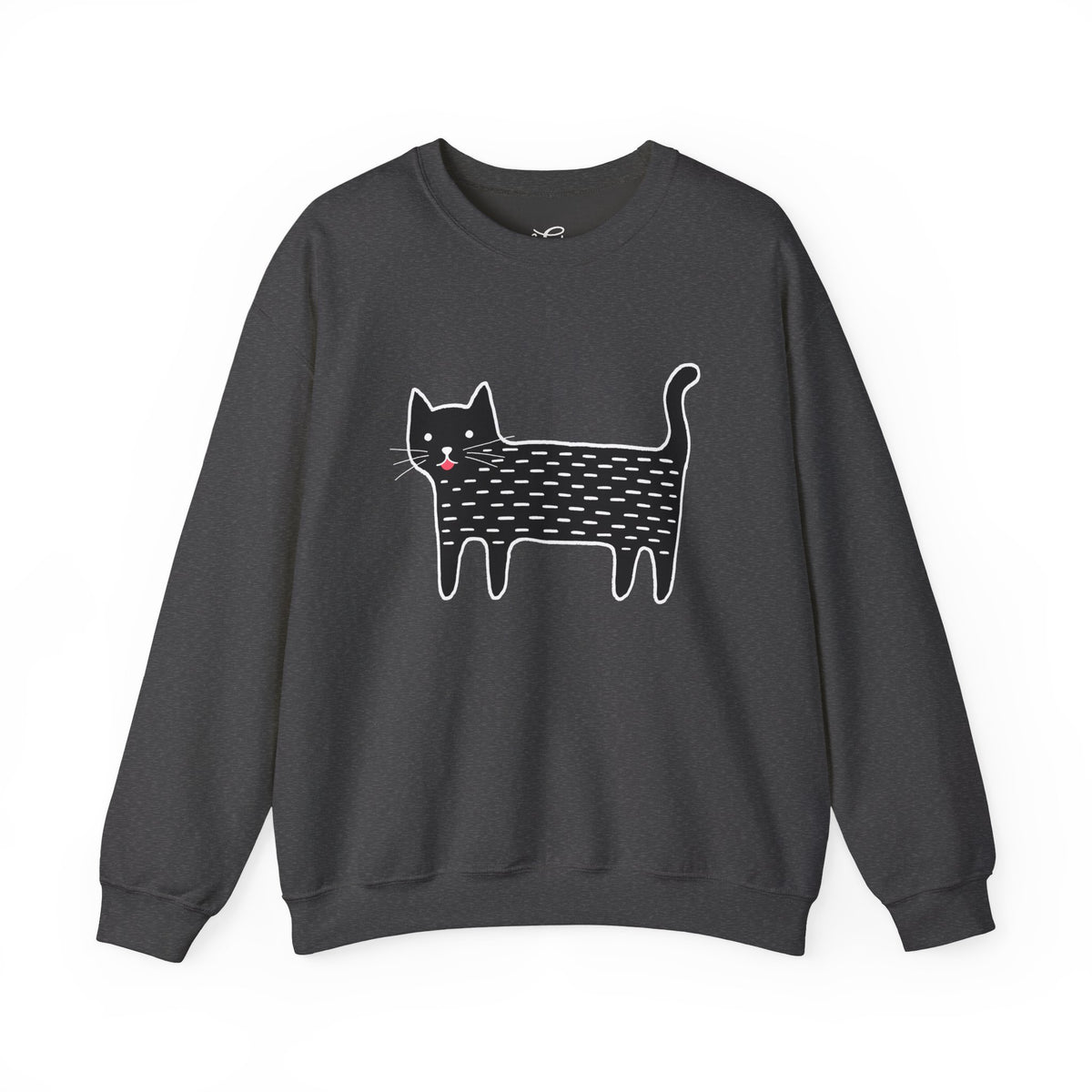 Cute Black Cat unisex Sweatshirt – Whimsical Doodle Cat Graphic