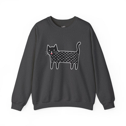 Whimsical Black Cat Graphic Sweatshirt