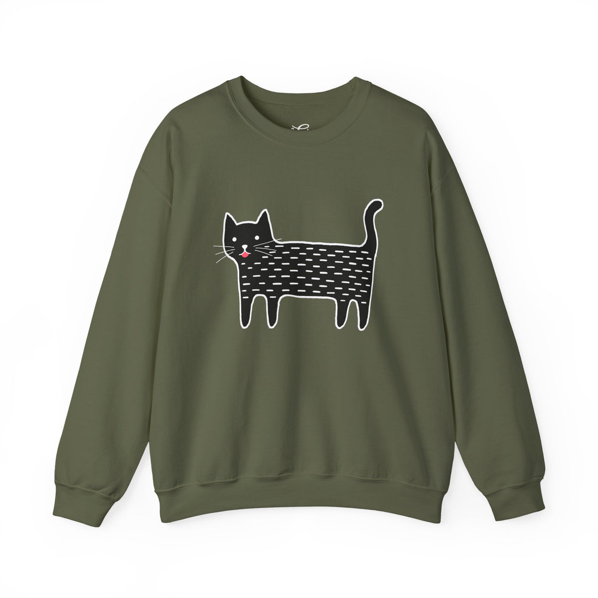 Cute Black Cat unisex Sweatshirt – Whimsical Doodle Cat Graphic