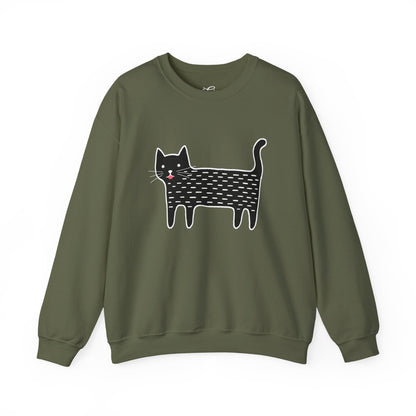 Whimsical Black Cat Graphic Sweatshirt