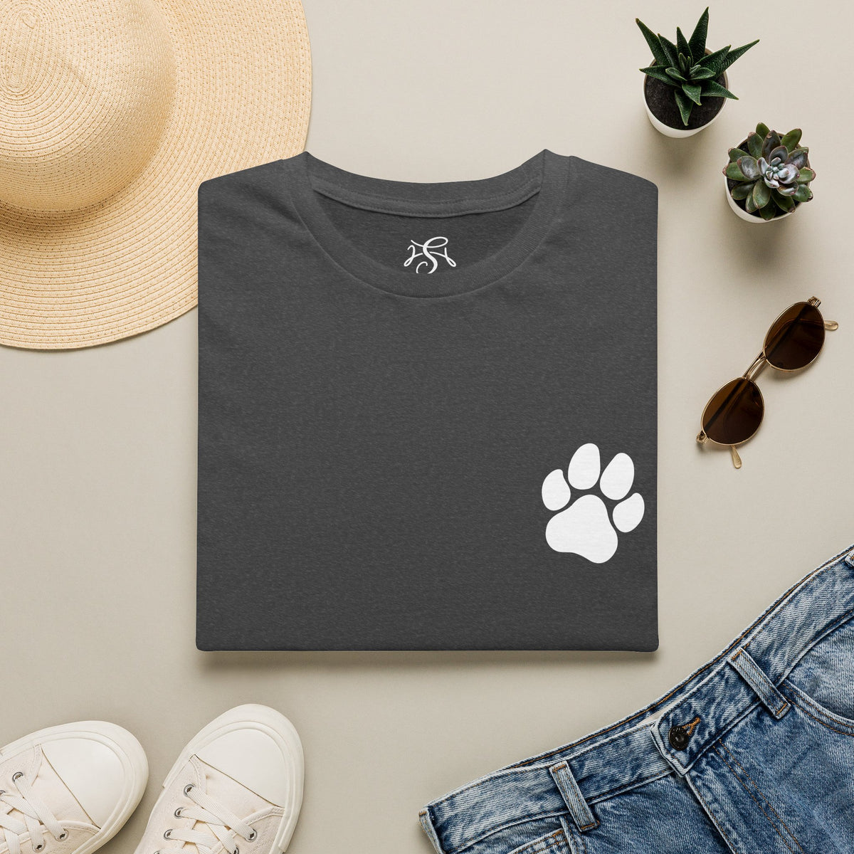 Unisex Paw Print Pocket T‑Shirt — Cute Minimal Pet Lover Tee