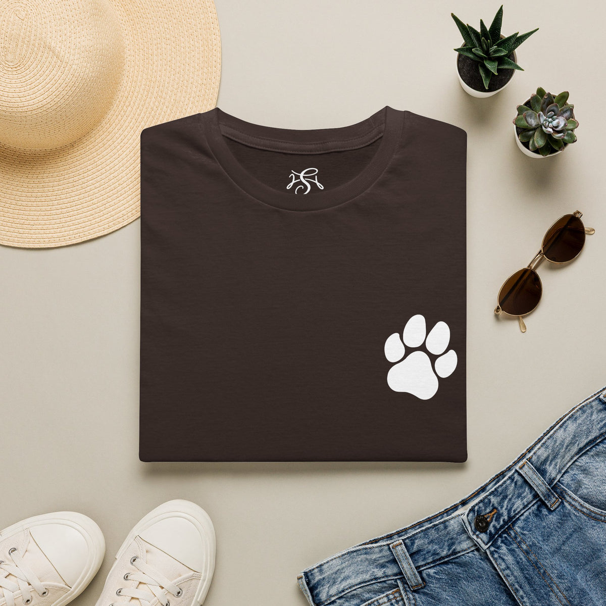 Unisex Paw Print Pocket T‑Shirt — Cute Minimal Pet Lover Tee