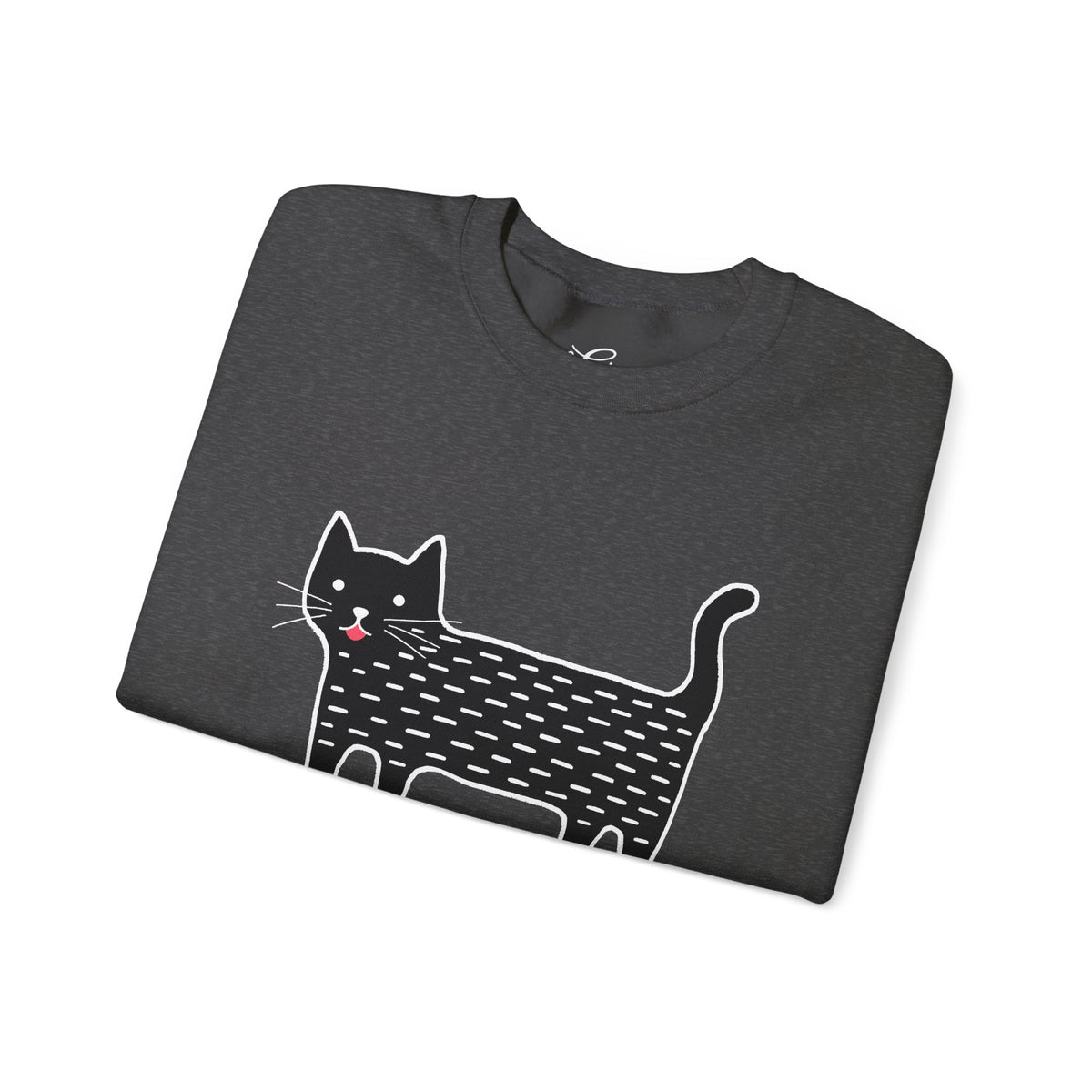 Cute Black Cat unisex Sweatshirt – Whimsical Doodle Cat Graphic