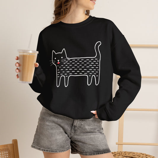 Whimsical Black Cat Graphic Sweatshirt
