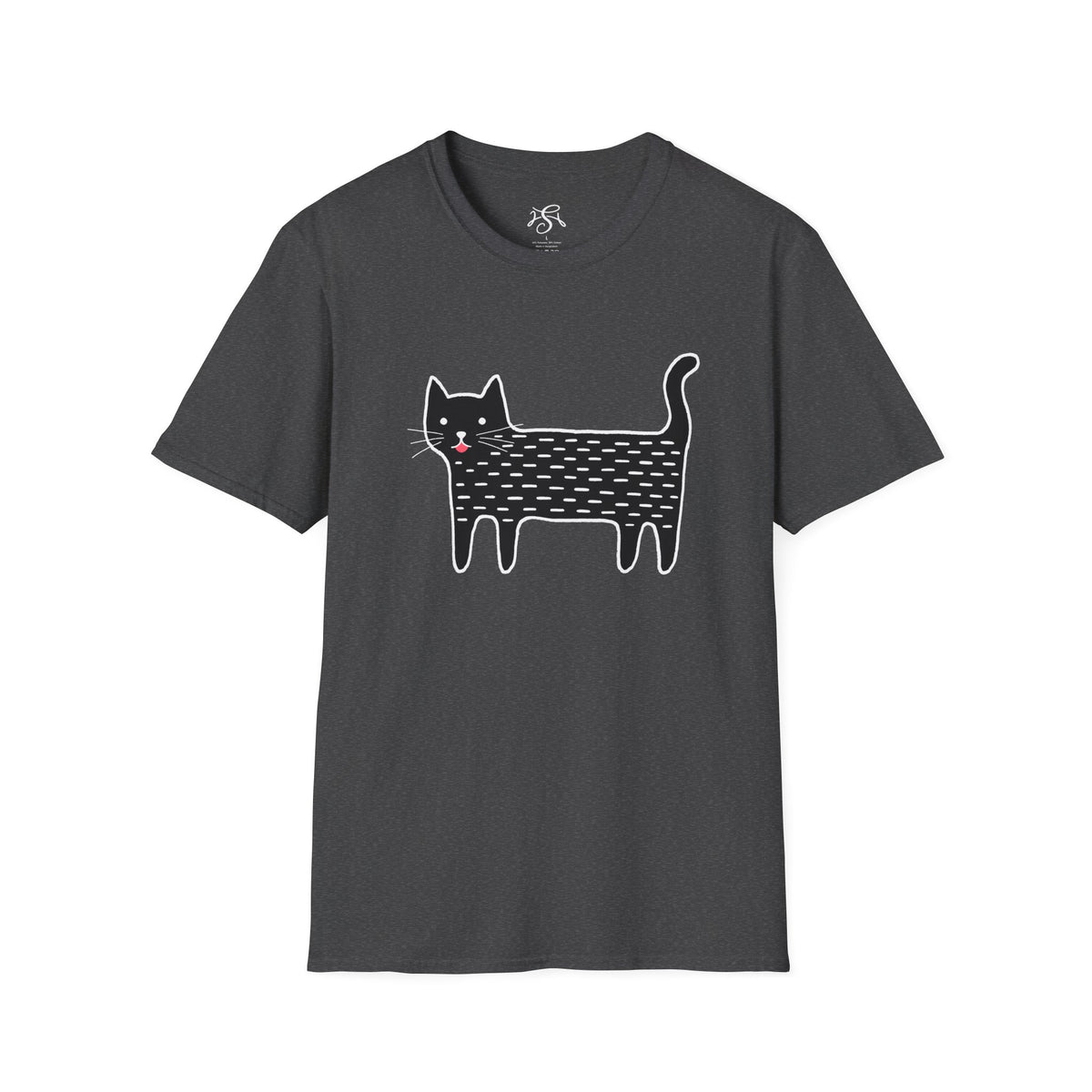 Unisex Cute Doodle Cat T-Shirt — Whimsical Black Cat Graphic Tee