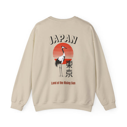 Japan Crane Crewneck Sweatshirt — Land of the Rising Sun Graphic