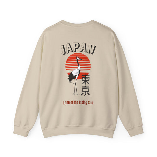 Japan Crane Crewneck Sweatshirt — Land of the Rising Sun Graphic