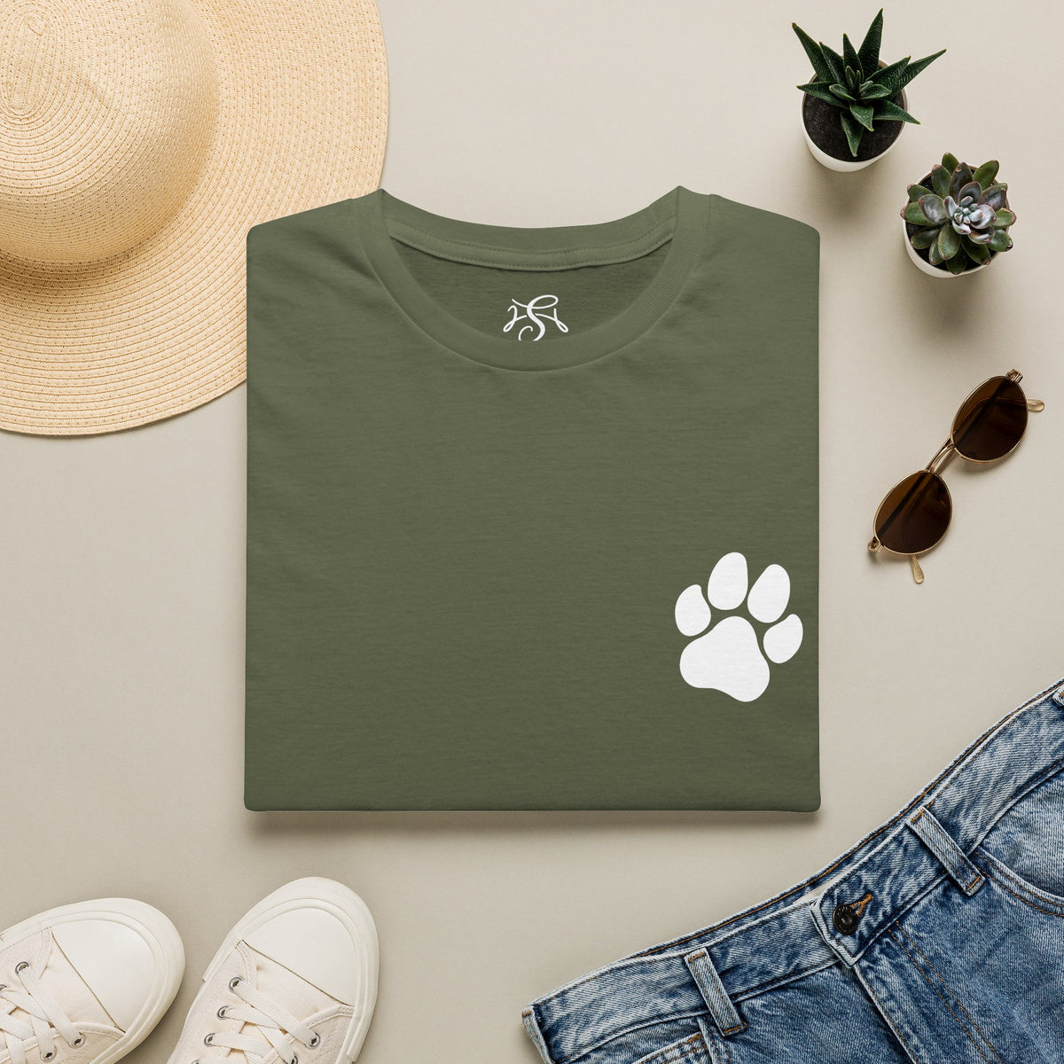 Unisex Paw Print Pocket T‑Shirt — Cute Minimal Pet Lover Tee