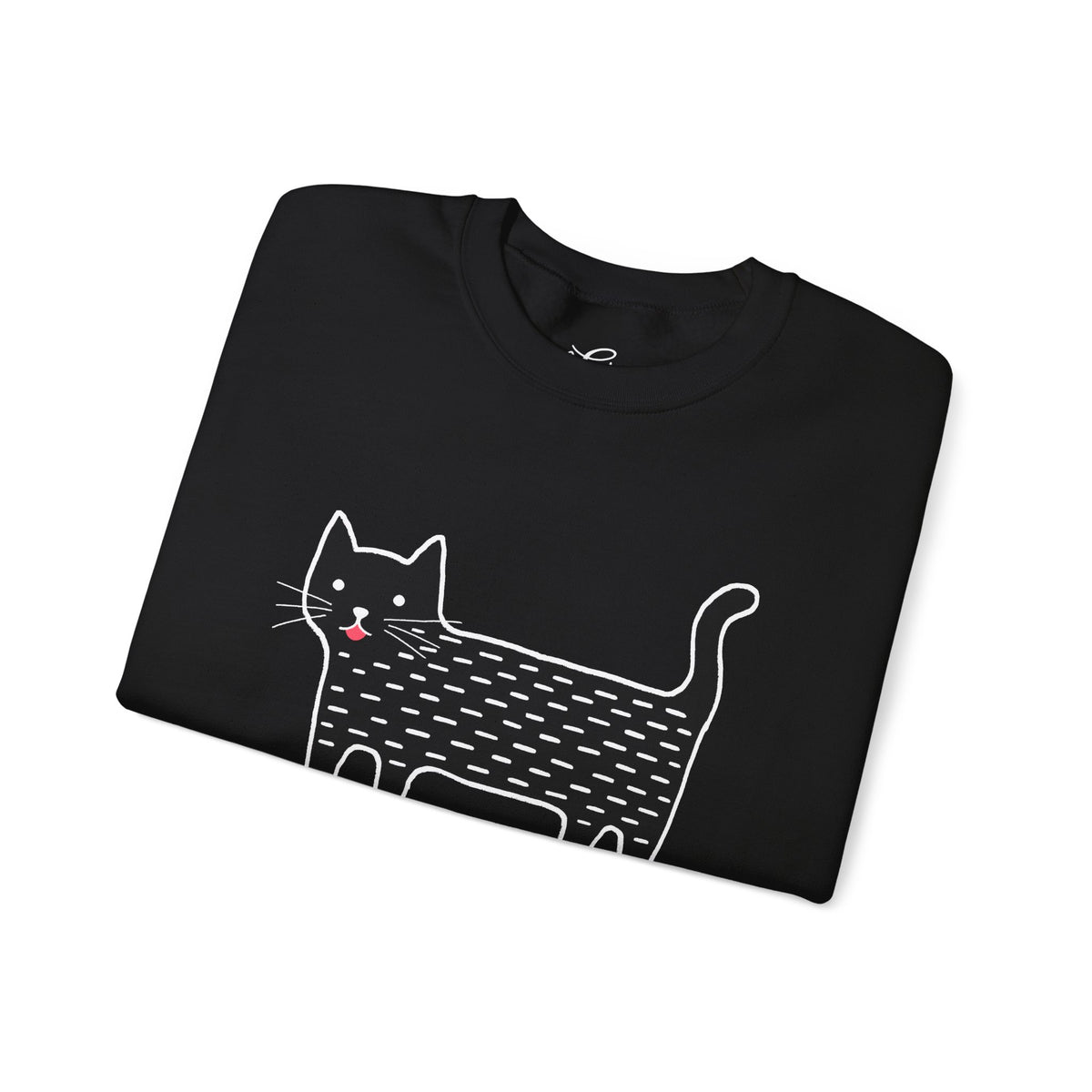 Cute Black Cat unisex Sweatshirt – Whimsical Doodle Cat Graphic