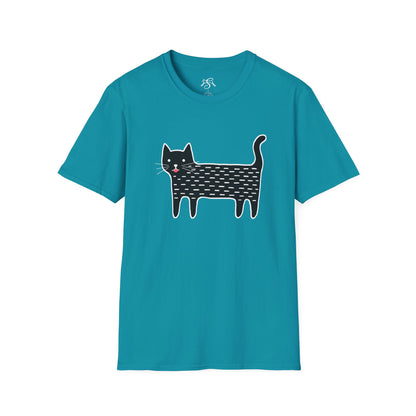 Whimsical Black Cat Graphic Tee