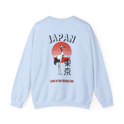 Japan Crane Crewneck Sweatshirt — Land of the Rising Sun Graphic